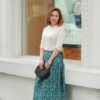 Chân váy gấm hoa dúm tầng Blue Floral 1