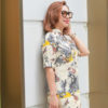 Váy đầm cổ tàu tay cá tay lơ vê Floral 4