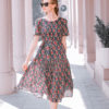 Váy đầm can ngực tùng xòe hoa cam Navy Floral 1