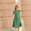 Váy đầm cổ sơ mi can eo túi chéo Green 3