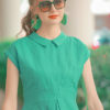 Váy đầm cổ sơ mi can eo túi chéo Green 2