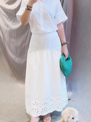 Chân váy ren gấu White