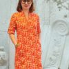 Váy đầm cổ tàu Print 2