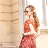 Váy đầm tay chờm chiết ly eo Print 5