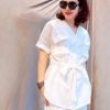 Áo 2 hàng cúc can eo túi ốp ngực White 4