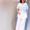 Áo 2 hàng cúc can eo túi ốp ngực White 3