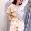 Áo 2 hàng cúc can eo túi ốp ngực Beige 2