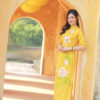 Bo ao dai lua theu sen Yellow