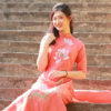 Bo ao dai lua theu sen Orange 3