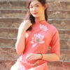 Bo ao dai lua theu sen Orange