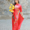 Bo ao dai lua theu cuc Red
