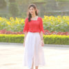 Chân váy xếp ly xẻ trước White