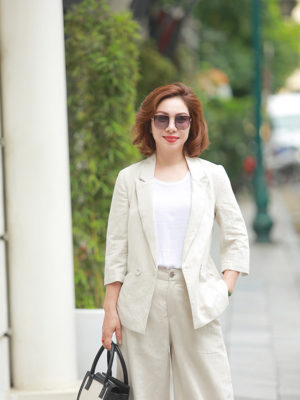 Áo blazer túi chéo 2 hàng cúc Natural 2