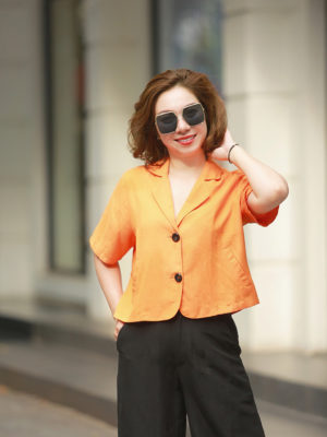 Áo cổ 2 ve túi cơi chéo Orange 3