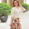 Áo croptop mở cúc buộc tà Nude 2