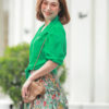 Áo croptop mở cúc buộc tà Teal 4