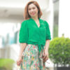 Áo croptop mở cúc buộc tà Teal 5