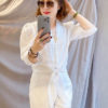 Áo croptop mở cúc buộc tà White 3