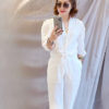 Áo croptop mở cúc buộc tà White 4
