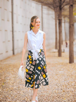 Áo gile cổ 2 ve buộc tà White 1