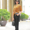 Áo nhung cài cúc buộc tà Yellow 2
