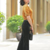 Áo nhung cài cúc buộc tà Yellow 3