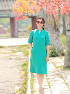 Váy đầm cổ tàu Teal 4