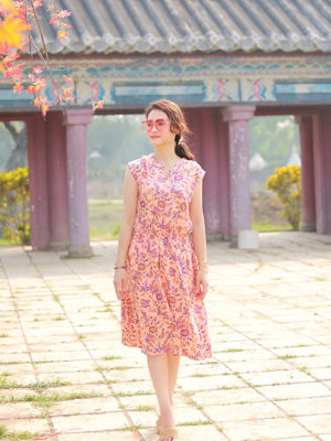 Đầm hoa chun eo Coral Floral