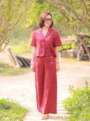 Quần đính cúc cơi túi Plum