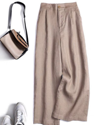 Quần túi chéo khóa moi ly chụm Beige