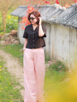 Áo croptop cổ 2 ve Black 3