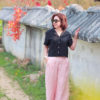 Áo croptop cổ 2 ve Black 2