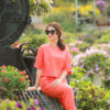 Áo croptop cổ tròn vai rơi Orange 1
