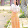 Chân váy ren lỗ dúm tầng Orange