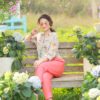 Áo sơ mi hoa cổ đức bổ trụ Beige Floral 2