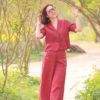 Bộ áo cổ 2 ve túi cơi, quần đính cúc Plum 3