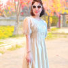 Váy đầm ren lỗ chun bèo tay White 1