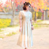 Váy đầm ren lỗ chun bèo tay White 3