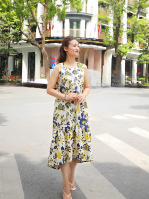 Váy đầm hoa gile đuôi cá White Floral