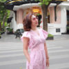 Váy đầm kẻ gile cổ Y bèo tay Pink Stripe
