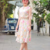 Đầm hoa chun eo hoa xoáy Print 1