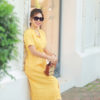Váy đầm cổ bẻ hàng cúc bọc Yellow 2