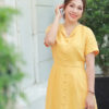 Váy đầm cổ bẻ hàng cúc bọc Yellow 1
