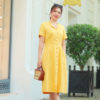 Váy đầm cổ bẻ hàng cúc bọc Yellow 4