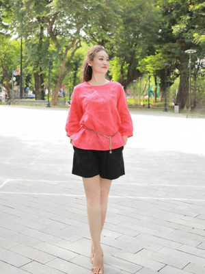 Áo babydoll thêu ngực Red 1
