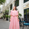 Áo croptop mở cúc buộc tà Pink 2