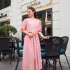 Áo croptop mở cúc buộc tà Pink 4