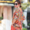 Áo sơ mi cổ đức bổ trụ giặt vặn Orange Floral 3