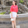 Áo sơ mi cổ đức thêu thân áo Red 2