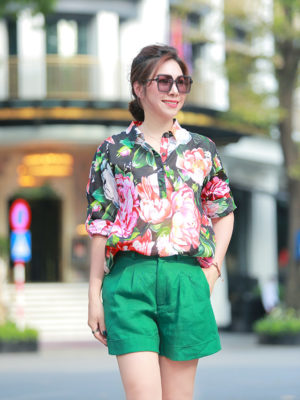 Áo sơ mi hoa cổ đức bổ trụ Black Floral 3